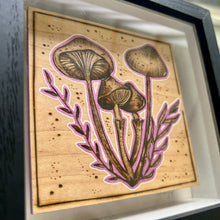Load image into Gallery viewer, Mushrooms // Shadow Box Pyrography Art
