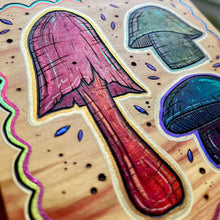 Load image into Gallery viewer, Box Elder Mushroom Trio Pyrography Art
