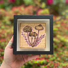 Load image into Gallery viewer, Mushrooms // Shadow Box Pyrography Art
