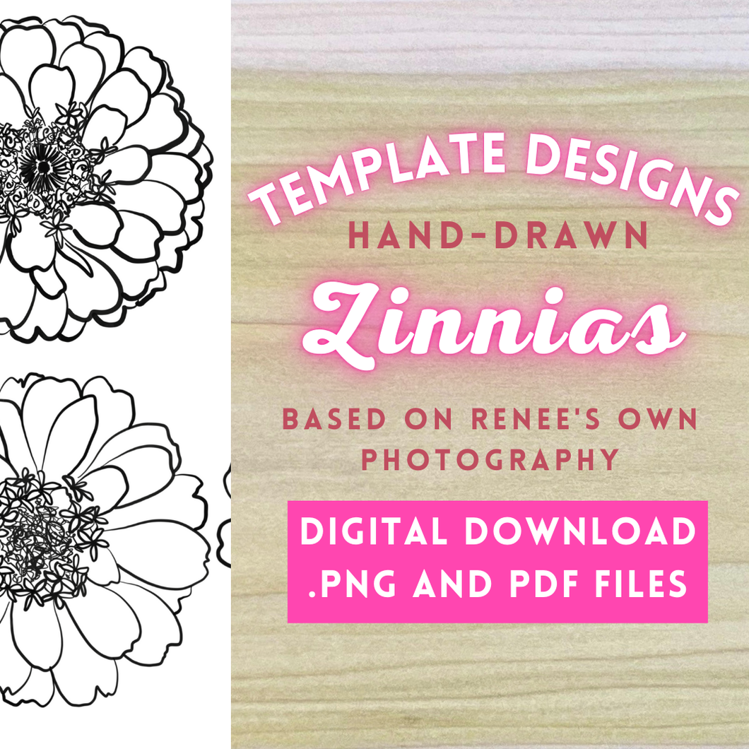 Hand-Drawn Zinnias Templates