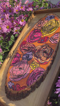 Load and play video in Gallery viewer, &quot;Roses &amp; Ranunculus&quot; Pyrography Art
