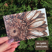 Load image into Gallery viewer, Pyrography Sideways Sunflower Greeting Cards
