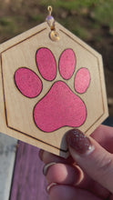 Load and play video in Gallery viewer, Rose Red Paw Print Ornament
