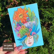 Load image into Gallery viewer, Pyrography Botanical Lady Greeting Cards
