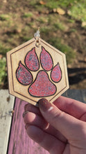 Load and play video in Gallery viewer, Glitter Red Paw Print Ornament
