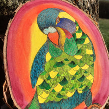 Load image into Gallery viewer, &quot;Funky Fresh Parrot&quot; Pyrography Art
