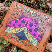 Load image into Gallery viewer, &quot;Pink Ladybug Folk Art&quot; Pyrography Art

