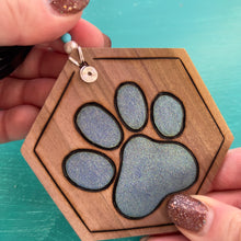 Load image into Gallery viewer, Sparkly Blue Paw Print Ornament
