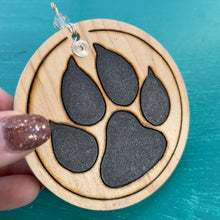 Load image into Gallery viewer, Sparkly Black Paw Print w/ Nails Ornament
