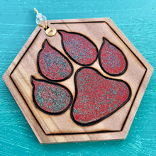 Load image into Gallery viewer, Glitter Red Paw Print Ornament
