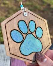 Load image into Gallery viewer, Sparkly Blue Paw Print Ornament
