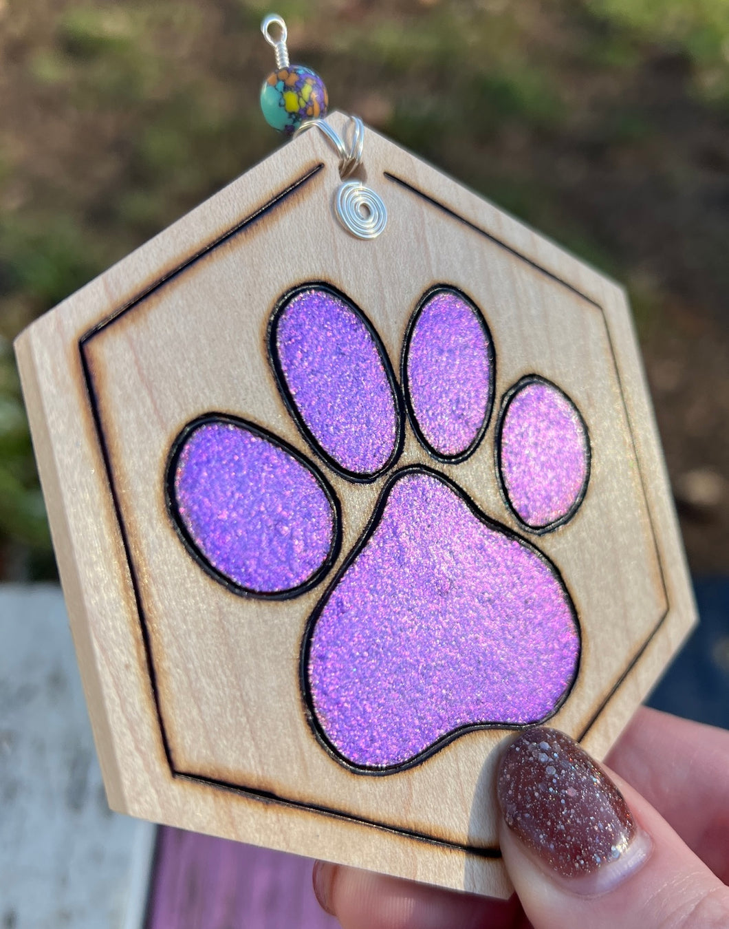 Bright Purple Paw Print Ornament