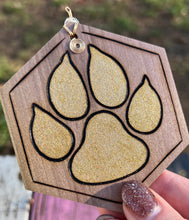 Load image into Gallery viewer, Chunky Glitter Gold Paw Print Ornament
