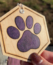Load image into Gallery viewer, Dark Galaxy Purple Paw Print Ornament
