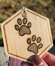 Load image into Gallery viewer, Brown Gold Paw Prints Ornament
