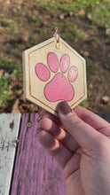 Load and play video in Gallery viewer, Rose Red Paw Print Ornament

